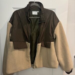 Brown and Tan Sherpa Jacket